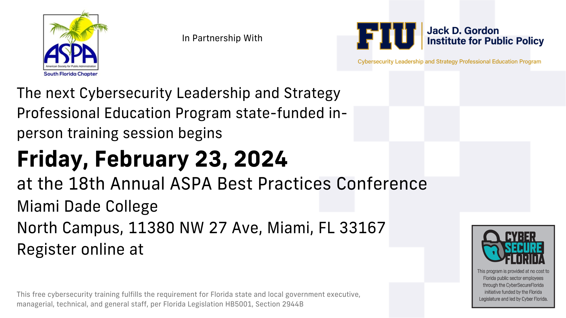 ASPA 2024 Register for Cybersecurity Leadership and Strategy Training